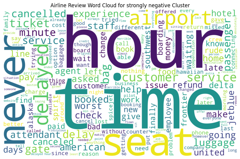 WordCloud for strongly negative sentiment cluster